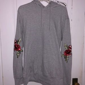 Grey hoodie with rose patches